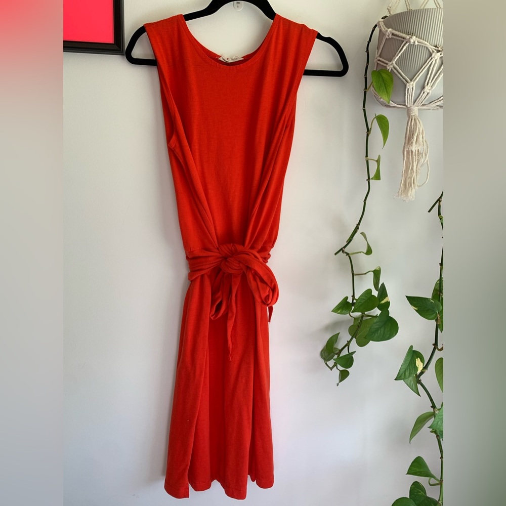 2 for $25 - 🍅 Orange Red Sleeveless Dress with Waist Tie 🍊 By Mitey Miss